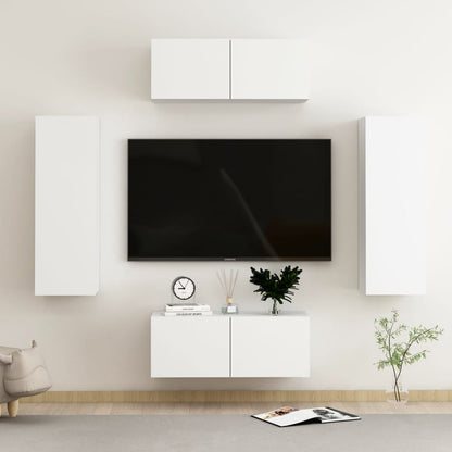 Set Mobili Porta TV 4 pz Bianco in Legno Multistrato - homemem39