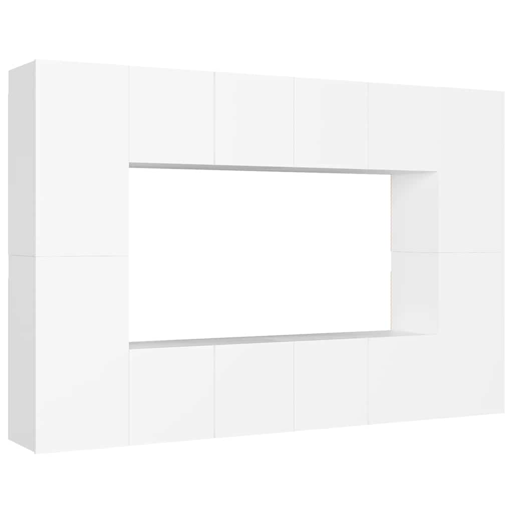 Set Mobili Porta TV 8 pz Bianco in Legno Multistrato