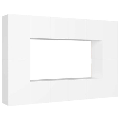 Set Mobili Porta TV 8 pz Bianco in Legno Multistrato