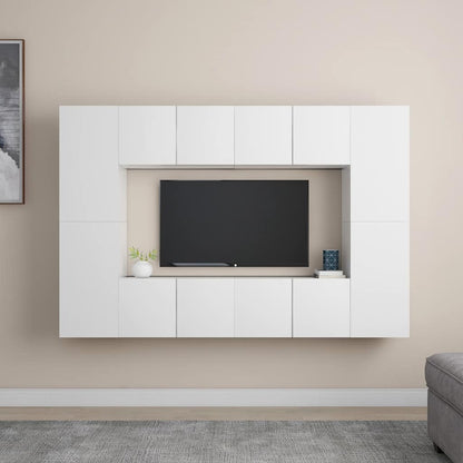 Set Mobili Porta TV 8 pz Bianco in Legno Multistrato