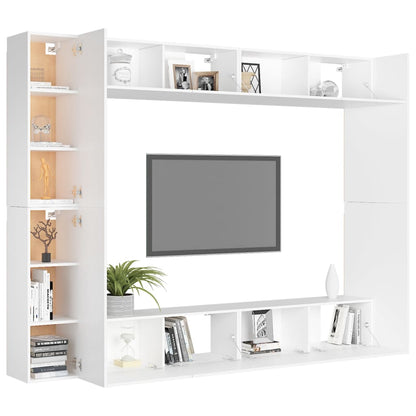 Set Mobili Porta TV 8 pz Bianco in Legno Multistrato