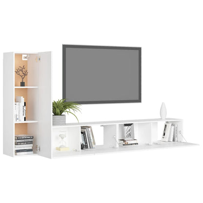Set Mobili Porta TV 3 pz Bianco in Legno Multistrato