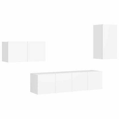 Set di Mobili Porta TV 4 pz Bianco in Legno Multistrato