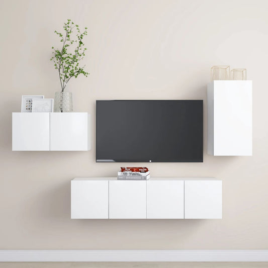 Set di Mobili Porta TV 4 pz Bianco in Legno Multistrato - homemem39