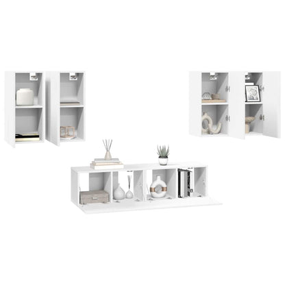 Set di Mobili Porta TV 6 pz Bianco in Legno Multistrato
