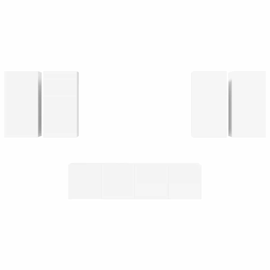 Set di Mobili Porta TV 6 pz Bianco in Legno Multistrato