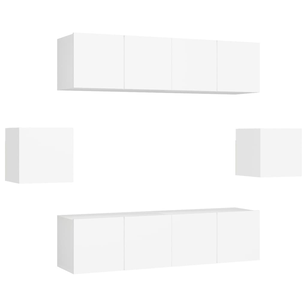 Set Mobili Porta TV 6 pz Bianco in Legno Multistrato