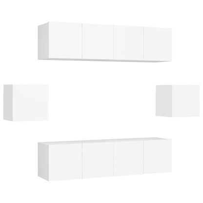 Set Mobili Porta TV 6 pz Bianco in Legno Multistrato