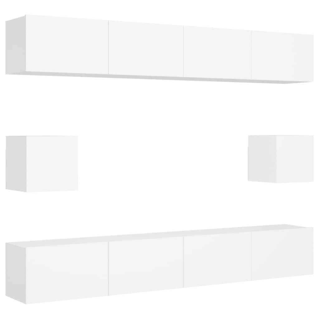 Set Mobili Porta TV 6 pz Bianco in Legno Multistrato | homemem39