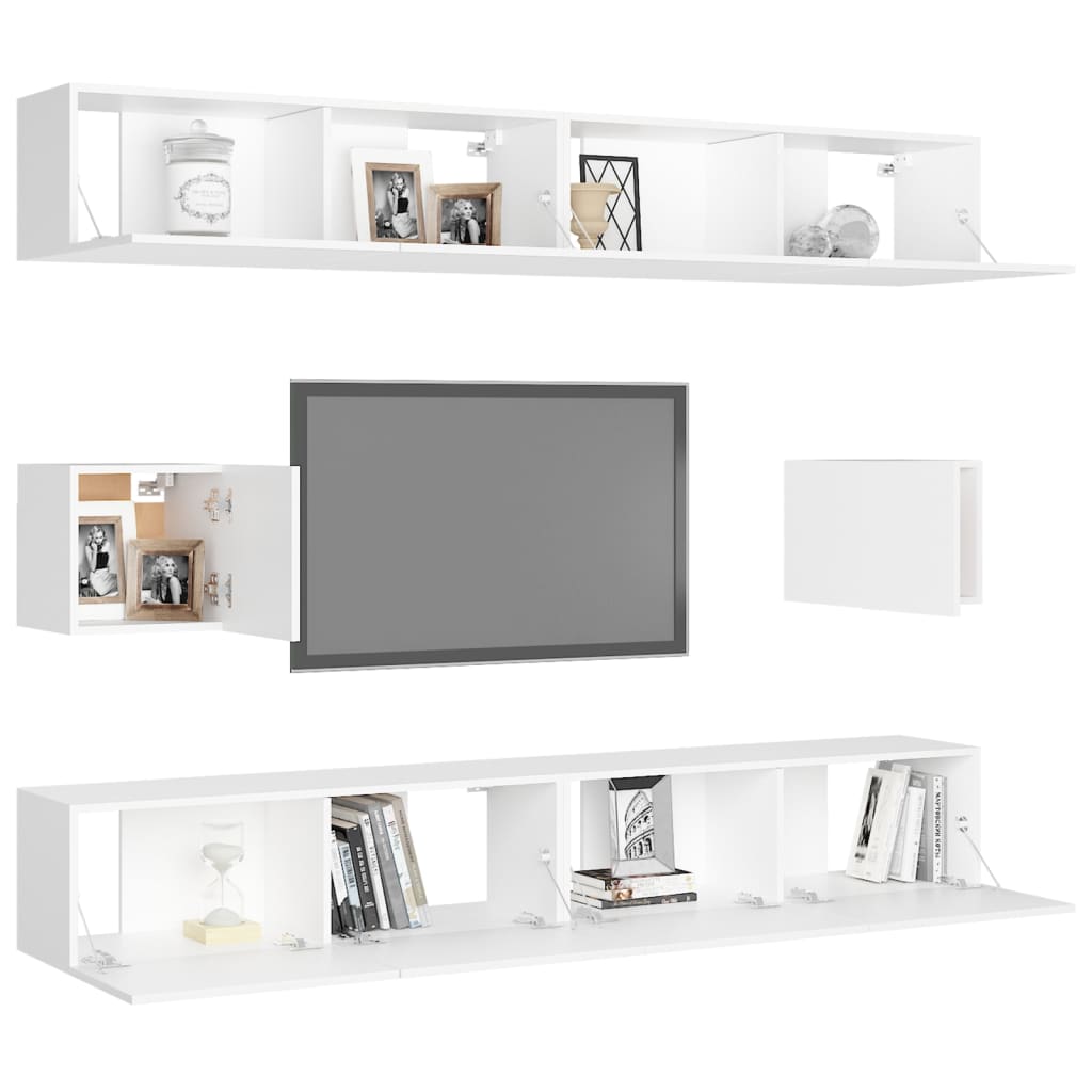 Set Mobili Porta TV 6 pz Bianco in Legno Multistrato | homemem39