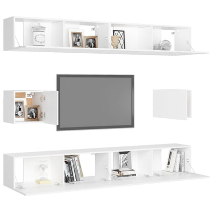 Set Mobili Porta TV 6 pz Bianco in Legno Multistrato | homemem39