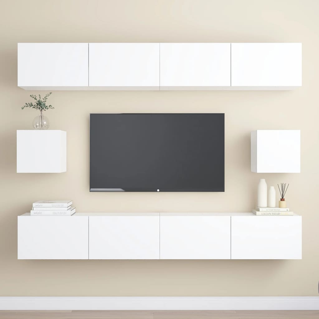 Set Mobili Porta TV 6 pz Bianco in Legno Multistrato - homemem39