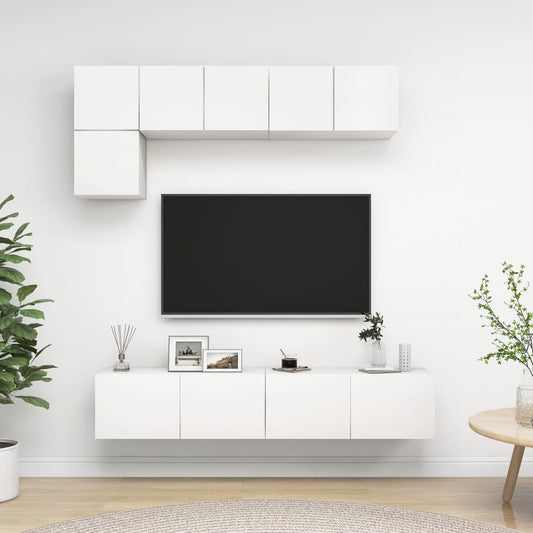 Set di Mobili Porta TV 5 pz Bianco in Legno Multistrato - homemem39
