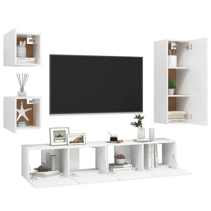 Set di Mobili Porta TV 5 pz Bianco in Legno Multistrato - homemem39