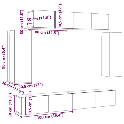 Set di Mobili Porta TV 6 pz Bianco in Legno Multistrato