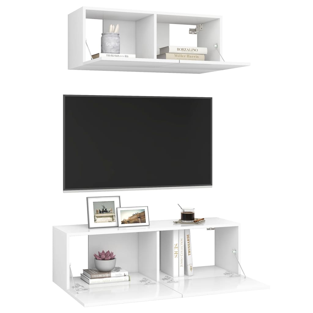 Set Mobili Porta TV 2 pz Bianco in Legno Multistrato - homemem39