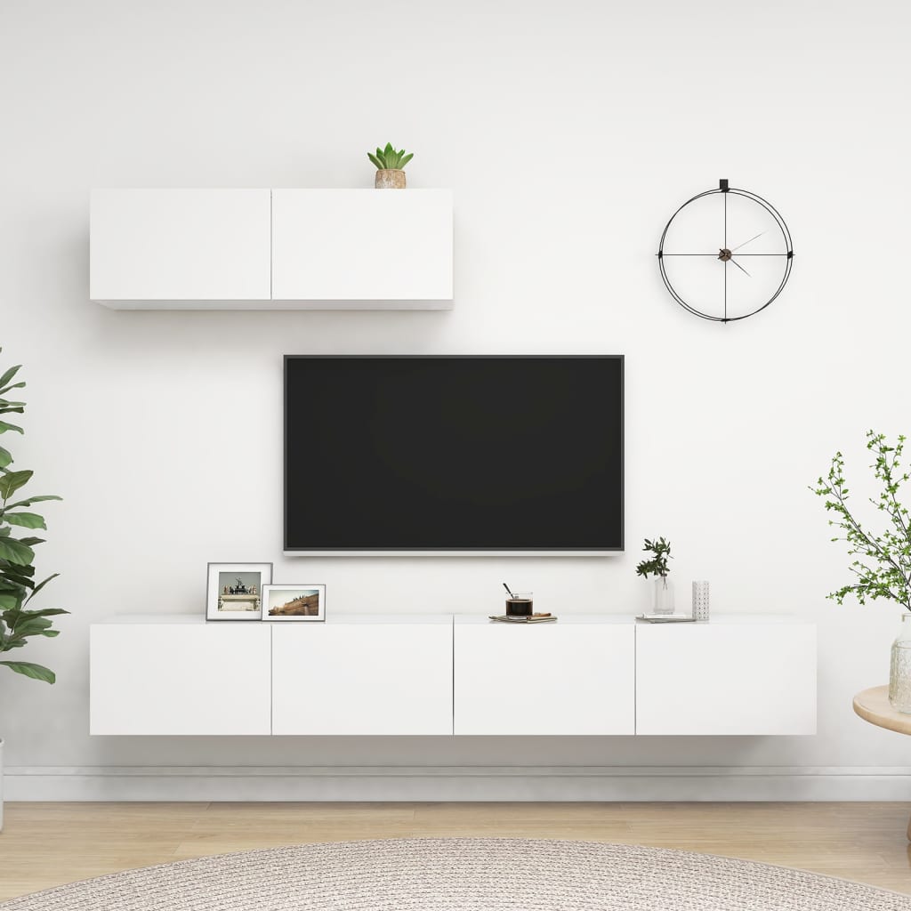 Mobili Porta TV 3 pz Bianchi in Legno Multistrato - homemem39