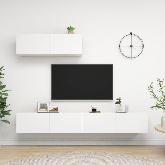 Mobili Porta TV 3 pz Bianchi in Legno Multistrato - homemem39