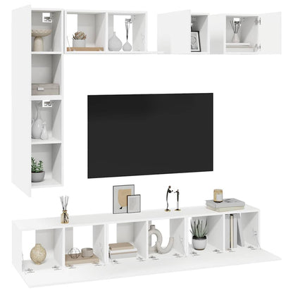 Set Mobili Porta TV 8 pz Bianco in Legno Multistrato | homemem39