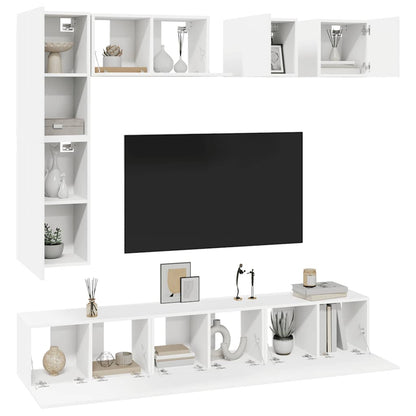 Set Mobili Porta TV 8 pz Bianco in Legno Multistrato