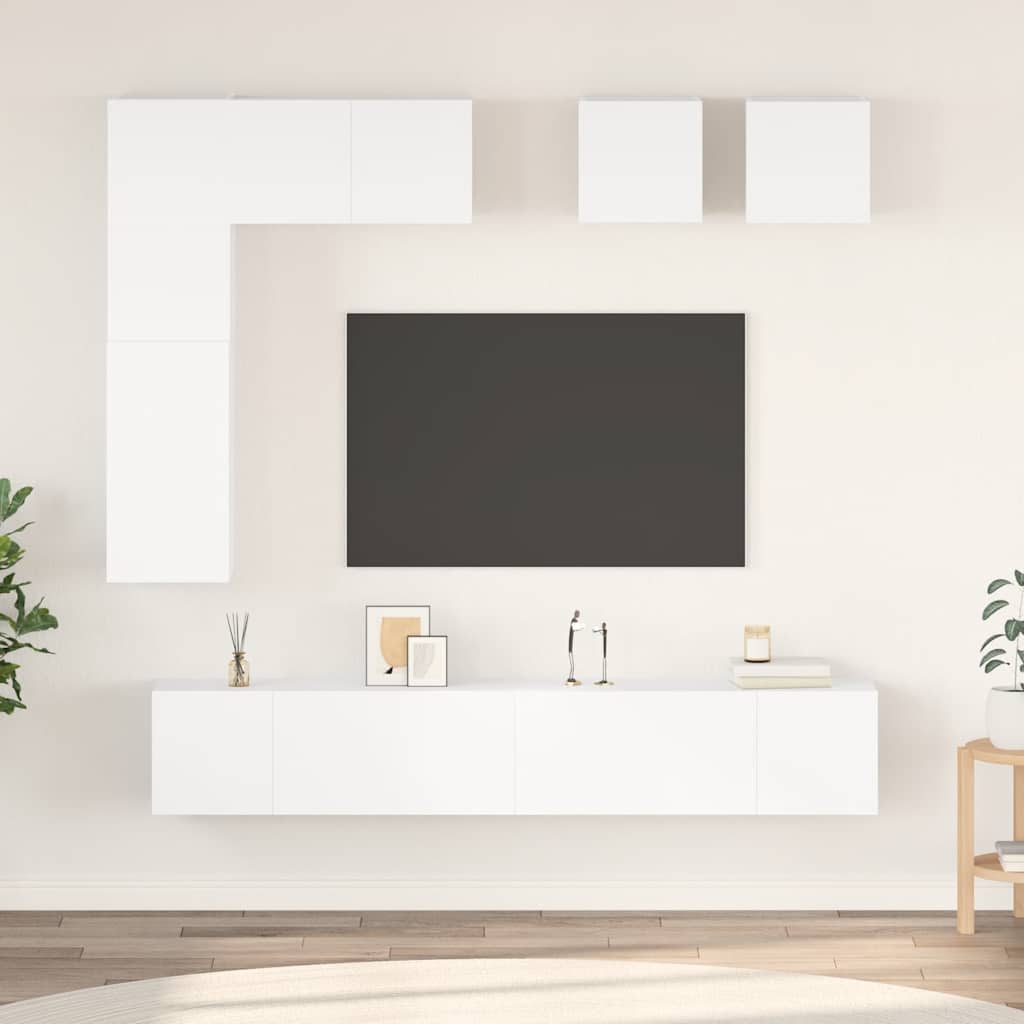 Set Mobili Porta TV 8 pz Bianco in Legno Multistrato | homemem39