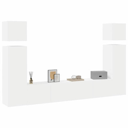 Set Mobili Porta TV 8 pz Bianco in Legno Multistrato
