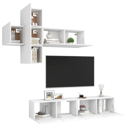 Set Mobili Porta TV 7 pz Bianco in Legno Multistrato