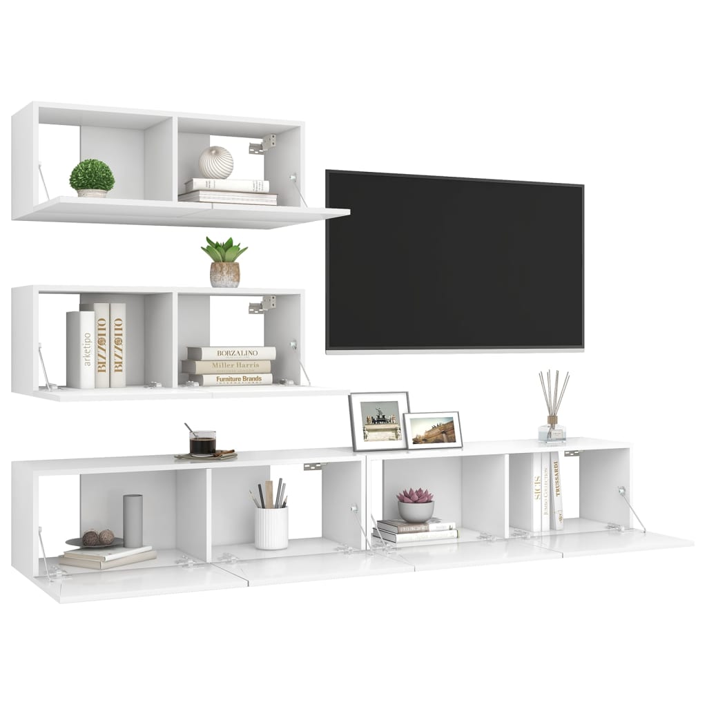 Set Mobili Porta TV 4 pz Bianco in Legno Multistrato - homemem39