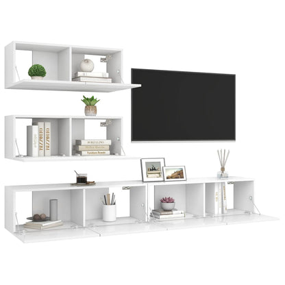 Set Mobili Porta TV 4 pz Bianco in Legno Multistrato - homemem39