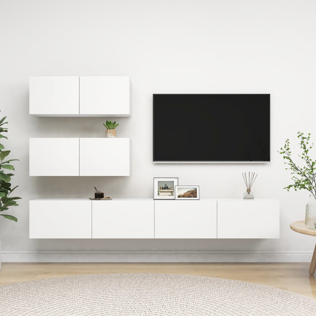 Set Mobili Porta TV 4 pz Bianco in Legno Multistrato - homemem39
