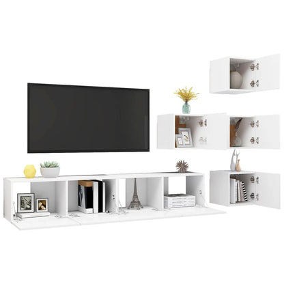 Set Mobili Porta TV 6 pz Bianco in Legno Multistrato