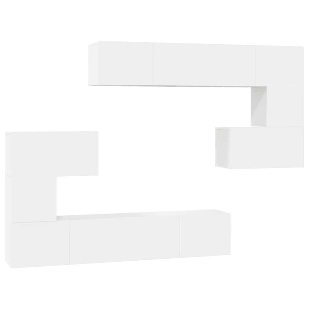 Set Mobili Porta TV 8 pz Bianco in Legno Multistrato