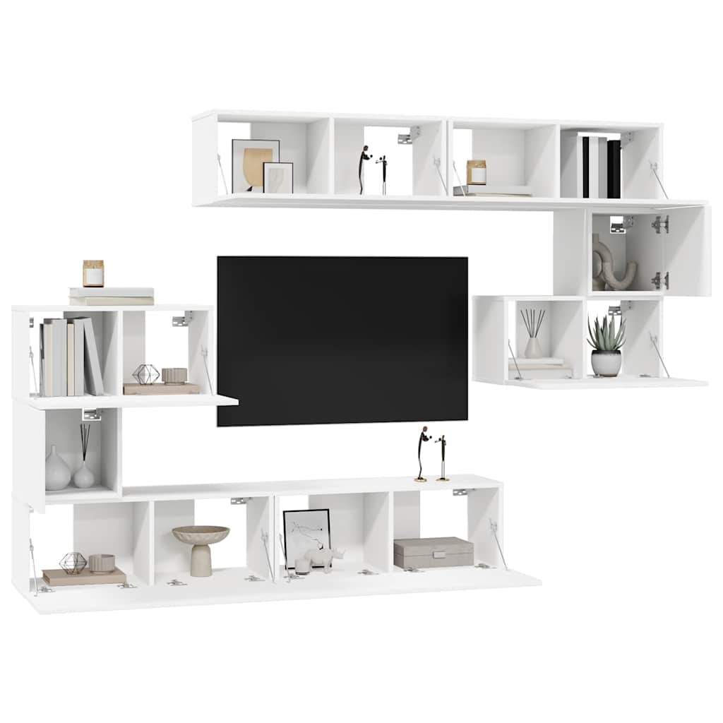 Set Mobili Porta TV 8 pz Bianco in Legno Multistrato | homemem39