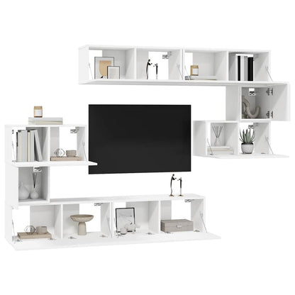 Set Mobili Porta TV 8 pz Bianco in Legno Multistrato | homemem39
