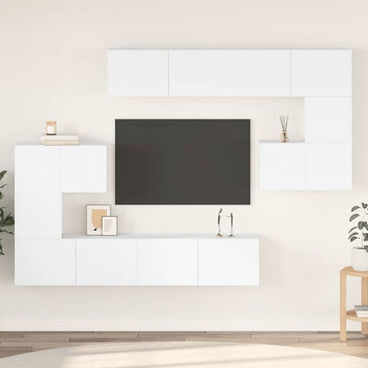 Set Mobili Porta TV 8 pz Bianco in Legno Multistrato