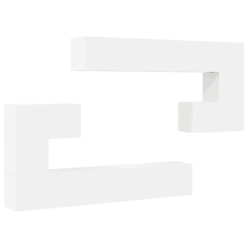 Set Mobili Porta TV 10 pz Bianco in Legno Multistrato