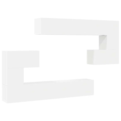 Set Mobili Porta TV 10 pz Bianco in Legno Multistrato