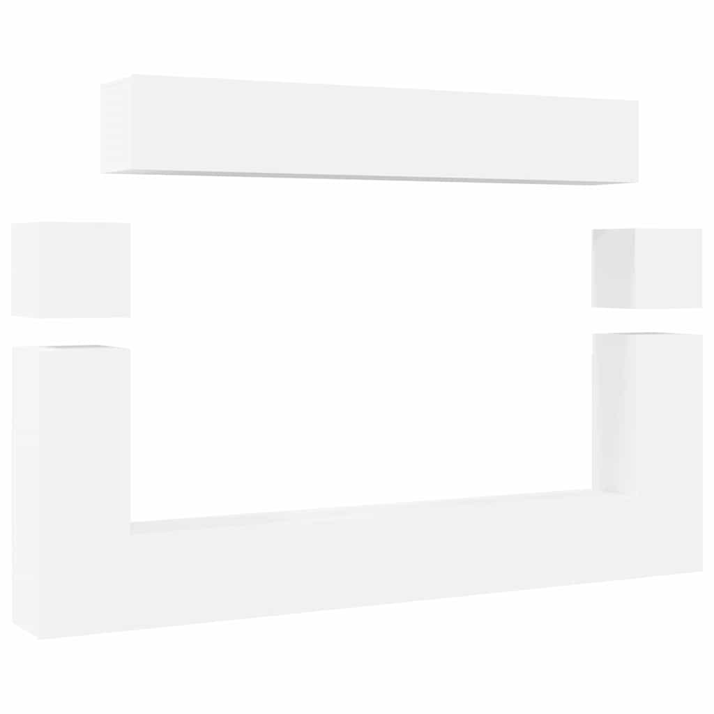 Set Mobili Porta TV 8pz Bianco in Legno Multistrato