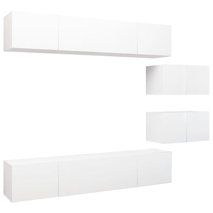 Set Mobili Porta TV 6 pz Bianco in Legno Multistrato