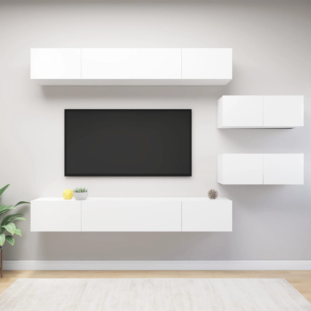 Set Mobili Porta TV 6 pz Bianco in Legno Multistrato - homemem39