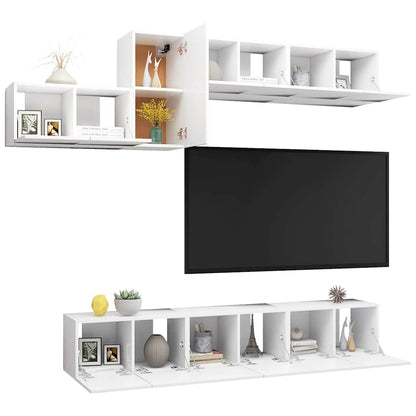 Set Mobili Porta TV 7 pz Bianco in Legno Multistrato - homemem39