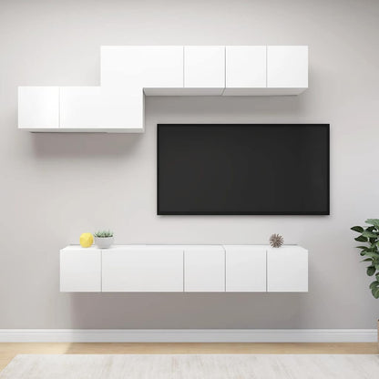 Set Mobili Porta TV 7 pz Bianco in Legno Multistrato - homemem39