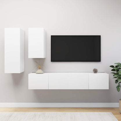 Set di Mobili Porta TV 4 pz Bianco in Legno Multistrato - homemem39