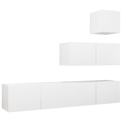 Set Mobili Porta TV 4 pz Bianco in Legno Multistrato