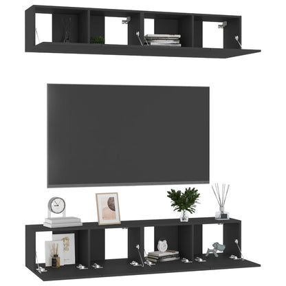 Mobili Porta TV 4 pz Neri 80x30x30 cm in Legno Multistrato - homemem39