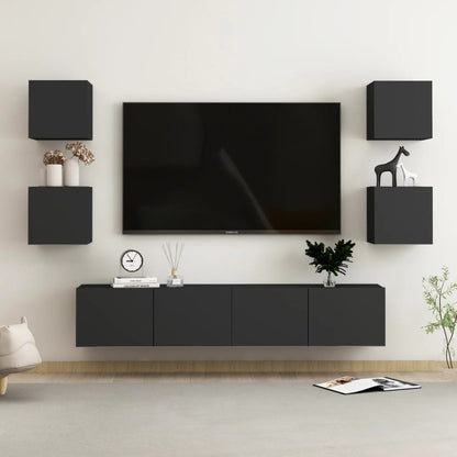 Set di Mobili Porta TV 6 pz Nero in Legno Multistrato - homemem39