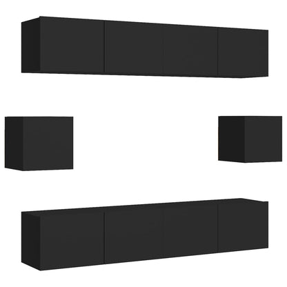 Set di Mobili Porta TV 6 pz Nero in Legno Multistrato - homemem39