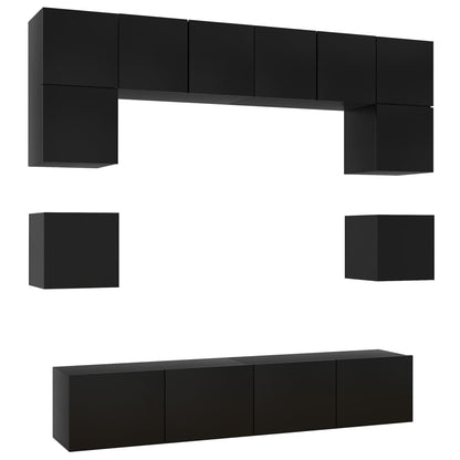 Set di Mobili Porta TV 8 pz Nero in Legno Multistrato