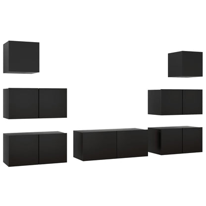 Set di Mobili Porta TV 7 pz Nero in Legno Multistrato