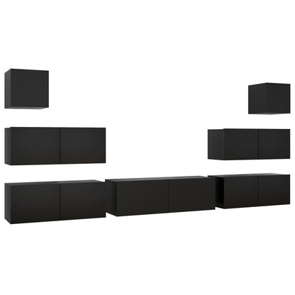 Set di Mobili Porta TV 7 pz Nero in Legno Multistrato - homemem39